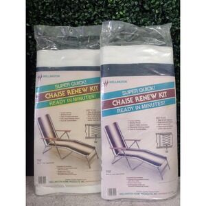 Vintage Pair Wellington Chaise Lounge Chair Renew Kit Blue Stripes 17"x134" NOS